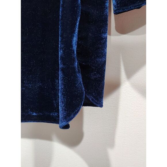 Misa Los Angeles Luca Midnight Blue Velvet Embroidered Sleeves Shift Dress, XS - Picture 9 of 13
